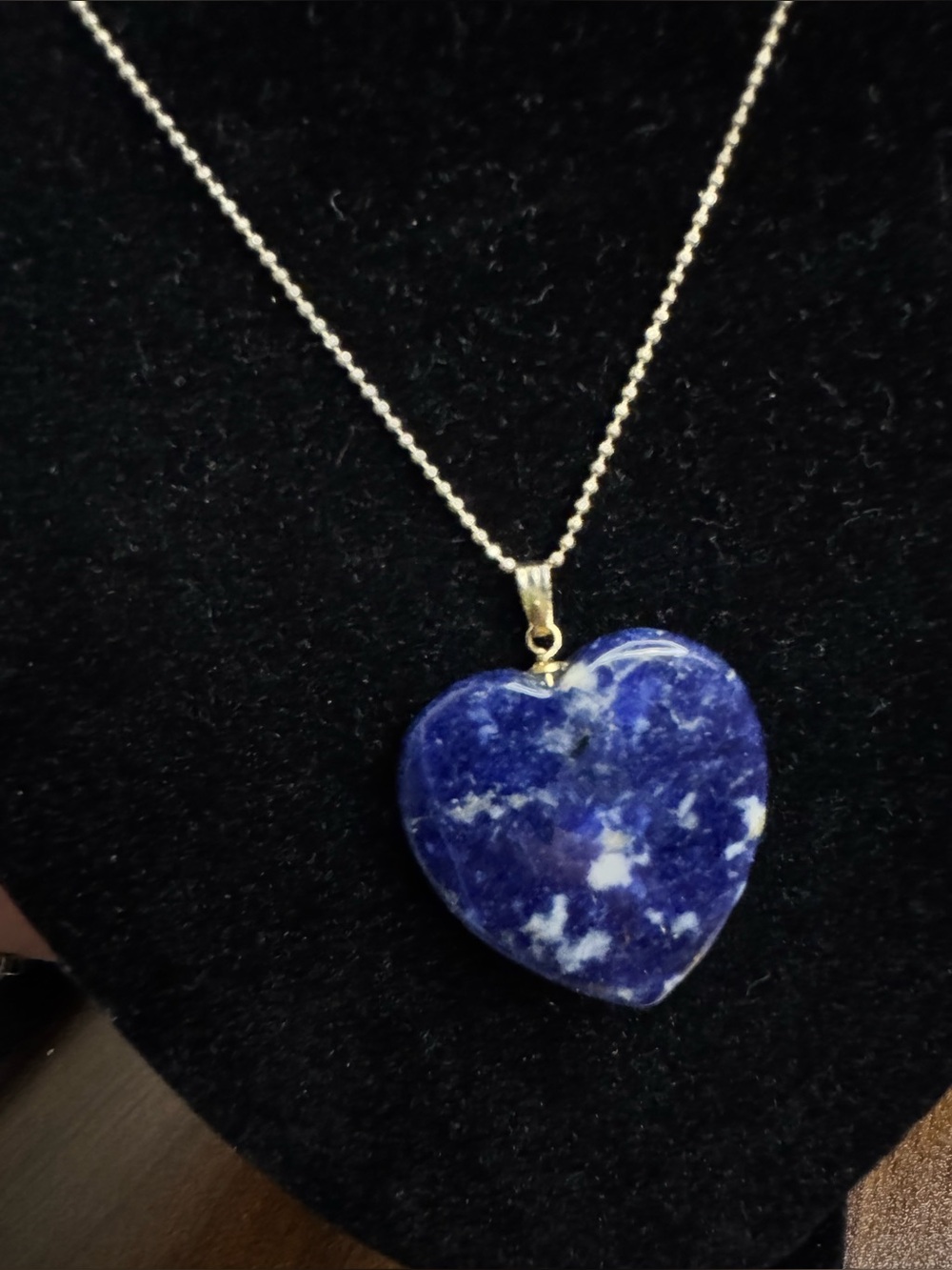 Lapis Heart Pendant Necklace - Blue Stone Heart